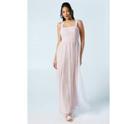Coast Women's Square Neck Mesh Maxi Bridesmaid Dress in Blush | Size: 12