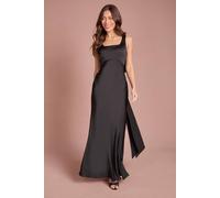 Coast Women's Square Neck Satin & Crepe Bridesmaid Dress with Bow Back in Black | Size: 16