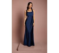 Coast Women's Square Neck Satin & Crepe Bridesmaid Dress with Bow Back in Navy | Size: 10 Coast Navy 10