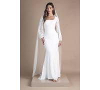 Coast Women's Square Neck Statement Sleeve Maxi Fishtail Wedding Dress in Ivory | Size: 12