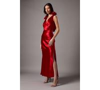 Coast Women's Statement Corsage Satin Maxi Dress in Red | Size: 10 Coast Red 10