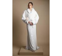Coast Women's Statement Long Faux Fur Collar Bridal Coat in Ivory | Size: Small