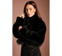 Coast Women's Statement Long Faux Fur Collar Occasion Coat in Black | Size: Large