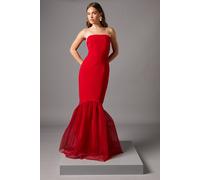 Coast Women's Strapless Fitted Maxi Dress with Tulle Fishtail Hem in Red | Size: 14 Coast Red 14