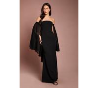 Coast Women's Strapless Maxi Dress With Pleated Chiffon Cape in Black | Size: 18