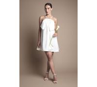 Coast Women's Strappy Bow Detail Voluminous Mini Wedding Dress in Ivory | Size: 10 Coast Ivory 10