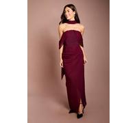 Coast Women's Stretch Mesh Corset Maxi Dress With Scarf Detail in Burgundy | Size: 14