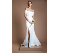 Coast Women's Structured Matte Satin Pleated Bandeau Fishtail Wedding Dress in Ivory | Size: 12