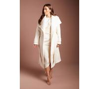 Coast Women's Structured Oversized Collar Belted Wrap Coat in Ivory | Size: 12