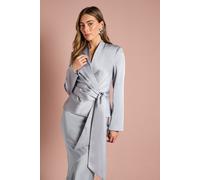 Coast Women's Structured Satin Wrap Jacket in Silver | Size: 16 Coast Silver 16