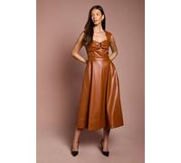 Coast Women's Sweetheart PU Full Skirted Midi Dress in Toffee | Size: 8 Coast Toffee 8