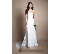 Coast Women's Sweetheart Satin Wedding Dress With Puddle in Ivory | Size: 18