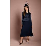 Coast Women's Tailored Pleat Skirt Midi Dress in Navy | Size: 8 Coast Navy 8