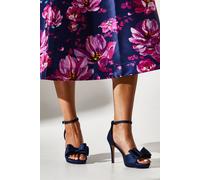 Coast Women's Tala Satin Structured Bow High Heel Platform Sandals in Navy | Size: 6 Coast Navy 6