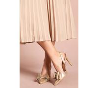 Tamara Metallic Textile Satin Bow Slingback High Stiletto Heel Court Shoes Coast Gold 3