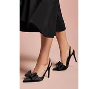 Coast Women's Tamara Satin Bow Sling Back Stiletto Court Shoes in Black | Size: 6 Coast Black 6