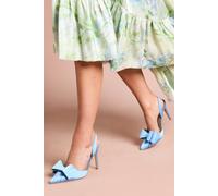 Coast Women's Tamara Satin Bow Sling Back Stiletto Court Shoes in Blue | Size: 7