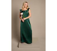 Coast Women's Teen Ruffle Strap Satin Bridesmaid Dress in Emerald | Size: 15/16 Years