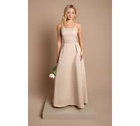 Coast Women's Teen Structured Satin Full Skirted Bridesmaid Dress in Champagne | Size: 15/16 Years