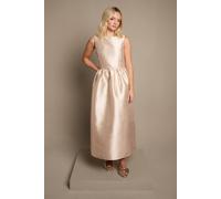 Coast Women's Teen Twill Bow Maxi Bridesmaid Dress in Champagne | Size: 9/10