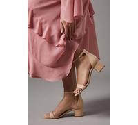 Coast Women's Thelma Faux Leather Ankle Strap Medium Block Heel Sandals in Nude | Size: 5