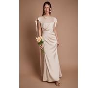 Coast Women's Tie Back Drape Satin Bridesmaid Maxi Dress in Champagne | Size: 14 Coast Champagne 14