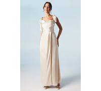 Coast Women's Tie Strap Cowl Neck A Line Bridesmaid Maxi Dress in Champagne | Size: 12