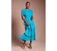 Coast Women's Tiered Lace Midi Dress in Teal | Size: 10