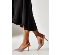 Coast Women's Tilly Diamante & Pearl Sling Back Pointed Court Shoes in Beige | Size: 8