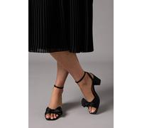 Coast Women's Tina Satin Soft Ruffle High Block Heel Sandals in Black | Size: 8