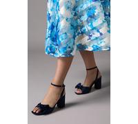 Coast Women's Tina Satin Soft Ruffle High Block Heel Sandals in Navy | Size: 8 Coast Navy 8