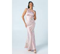 Coast Women's Trailing Blossom Printed Satin Cowl Back Bridesmaid Dress in Antique Rose | Size: 14 Coast Antique Rose 14