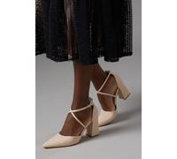 Coast Women's Treat Faux Leather Cross Strap Pointed Block Heel Court Shoes in Nude | Size: 3 Coast Nude 3