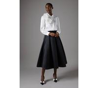 Coast Women's Twill Full Volume Midi Skirt in Black | Size: 14