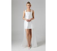Coast Women's Twill Mini Wedding Dress With Organza Skirt in Ivory | Size: 10 Coast Ivory 10