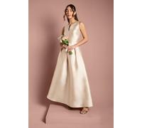 Coast Women's Twill Notch Neck Neck Fit & Flare Bridesmaid Dress in Champagne | Size: 12 Coast Champagne 12