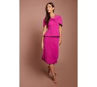 Coast Women's Twist Front Cape Sleeve Pencil Midi Dress With Peplum in Fuchsia | Size: 14