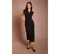 Coast Women's Twist Front Sleeveless Crepe Midi Dress With Drape Detail in Espresso | Size: 16