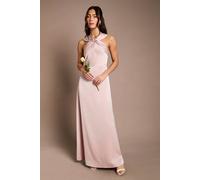 Coast Women's Twisted Halterneck Satin Maxi Bridesmaid Dress in Blush | Size: 18