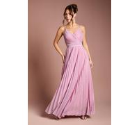 Coast Women's V neck Cami Shimmer Pleated Maxi Dress in Pink | Size: 12