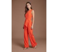 Coast Women's V Neck Crepe Belted Jumpsuit in Orange | Size: 18
