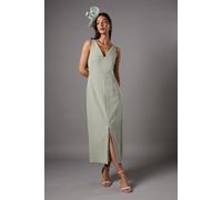 Coast Women's V Neck Crepe Column Midi Dress in Sage | Size: 12 Coast Sage 12