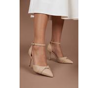Coast Women's Valaine Satin Diamante Twist Stiletto Heel Court Shoes in Taupe | Size: 3