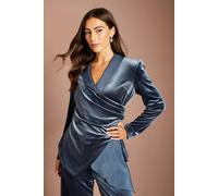 Coast Women's Velvet Drape Detail Blazer in Slate | Size: 16