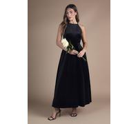 Coast Women's Velvet Halterneck Bow Back Maxi Bridesmaid Dress in Black | Size: 8