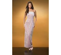 Coast Women's Velvet Sequin Bandeau Midaxi Column Dress in Pink | Size: 10