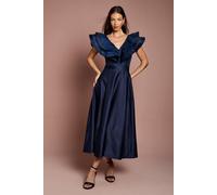 Coast Women's Volume Frill Shoulder Midi Dress in Navy | Size: 10 Coast Navy 10
