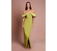 Coast Women's Volume Sleeve Corset Column Maxi Dress in Olive | Size: 14