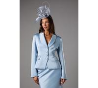 Coast Women's Waisted Jacket With Satin Lapel in Dusty Blue | Size: 12 Coast Dusty Blue 12