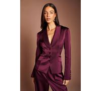 Coast Women's Waisted Jacket With Satin Lapel in Fig | Size: 18